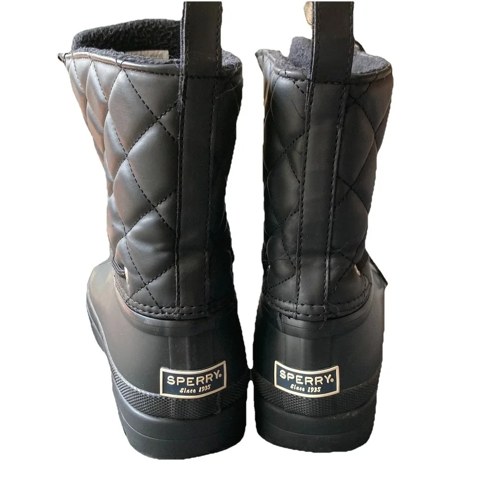 Sperry Top Sider Women's Size 8 Gosling Black Quilted Waterproof Duck Boots